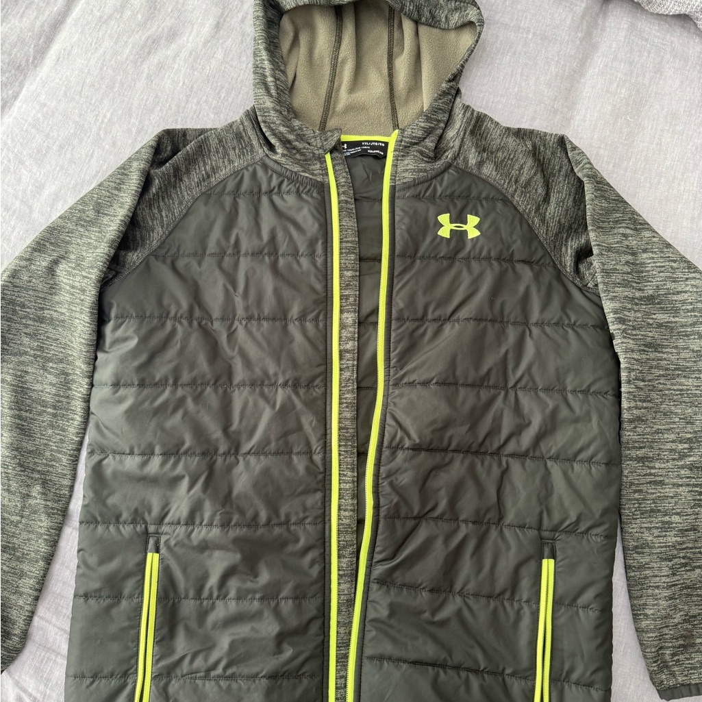 Under Armour Kids Yxl Olive/Dark Gray Jacket With Florescent Yellowhighlights